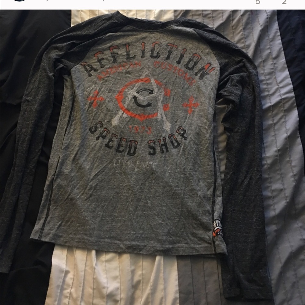 Two long sleeve affliction tee shirts
